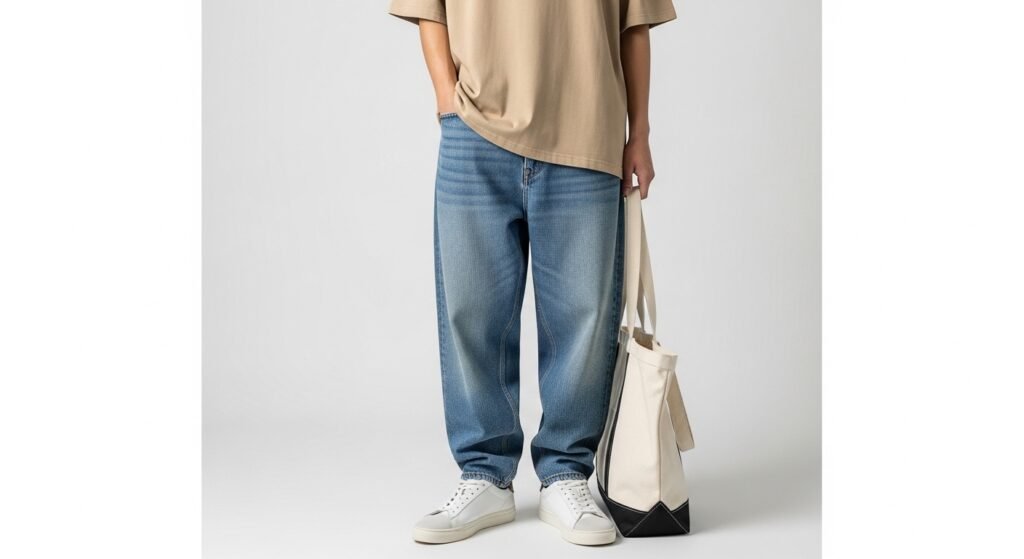 Baggy denim minimal look
