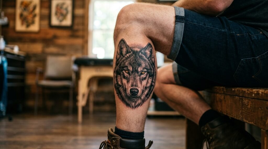 Realistic Wolf Portrait tattoo