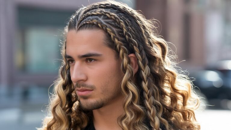 Braided Long Hair with Highlighted Strands