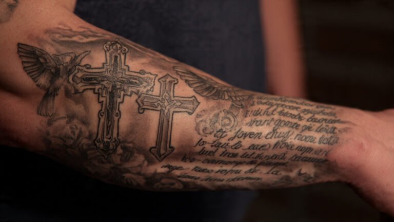 Black and Grey Religious Sleeve