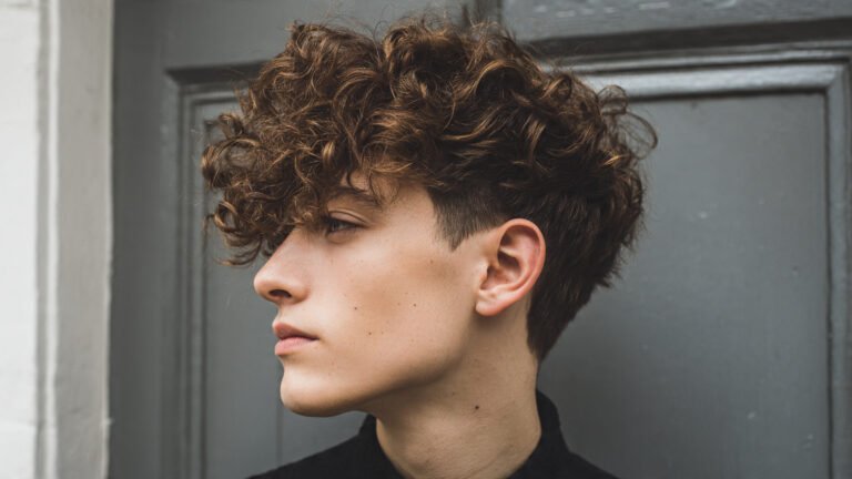 Curly Messy Fringe With Mid Fade