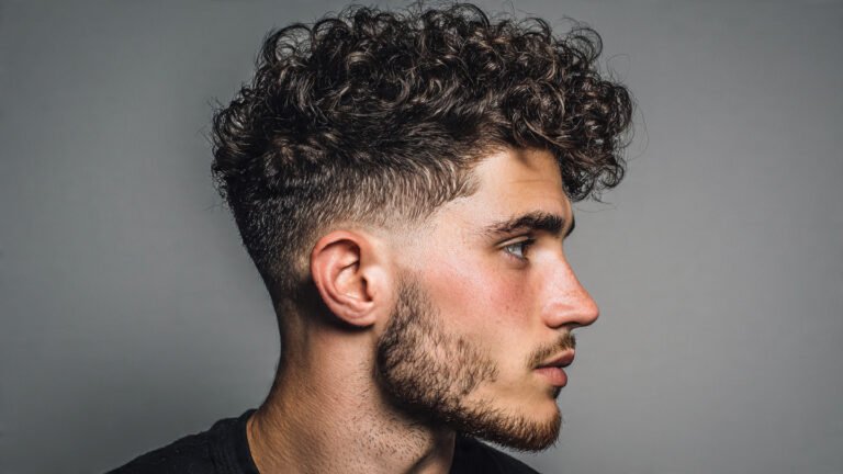 Curly Top With Burst Fade