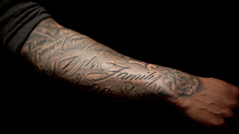 Family-Themed Sleeve with Script and Symbols