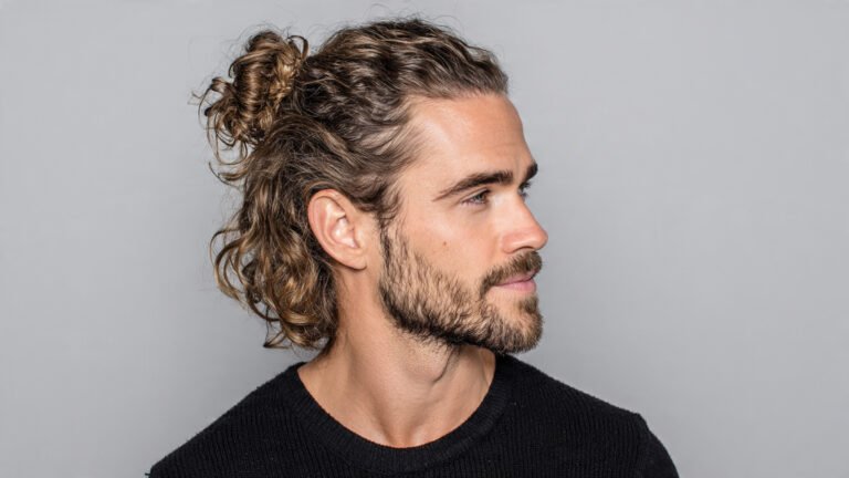 Half-Up Man Bun with Textured Length