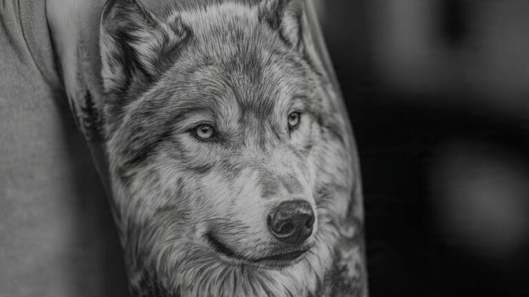 Realistic Wolf Half Sleeve