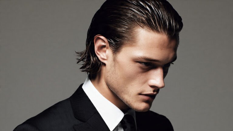 Long Hair Slick Back with Wet Finish