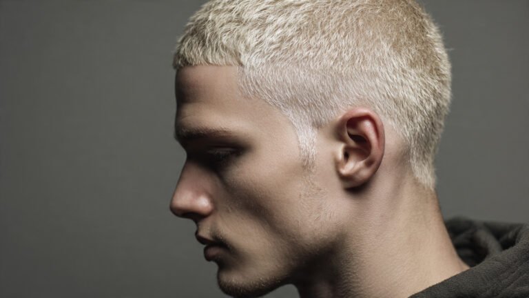 Blonde Buzzcut with Line Design