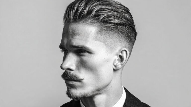 Pencil Mustache with Slick Back Hair
