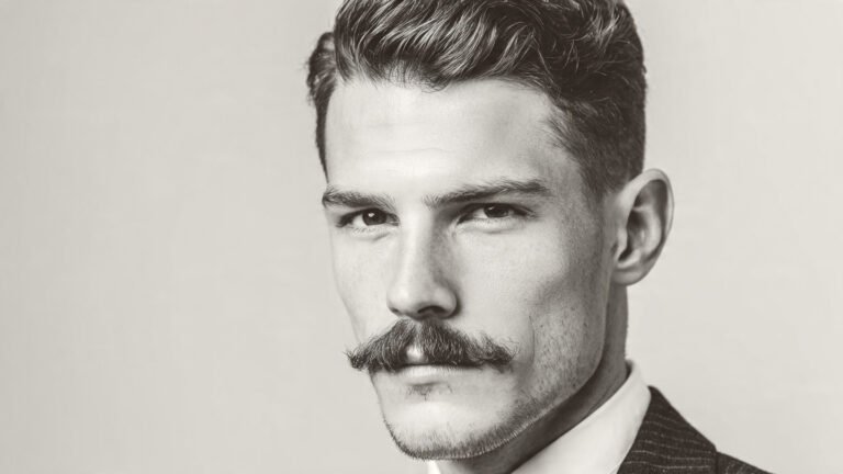  Retro Mustache with Side Part