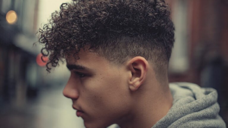 Short Curly Top With Fade