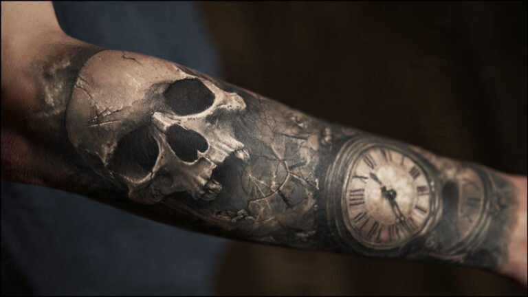 Skull and Clock Sleeve