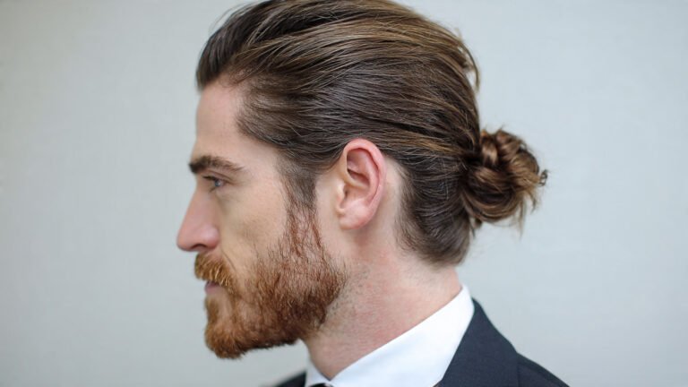 Textured Low Man Bun with Tapered Sides