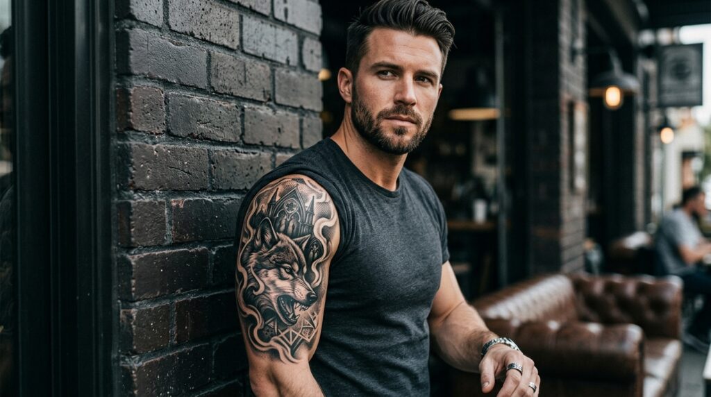 Black and Grey Half Sleeve Tattoo