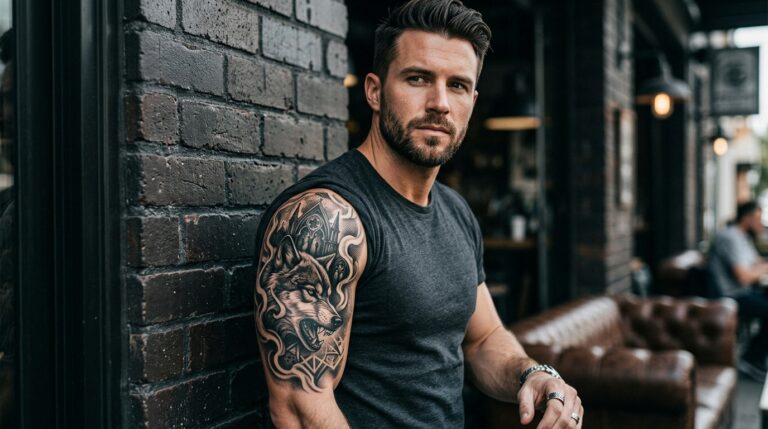 Black and Grey Half Sleeve Tattoo