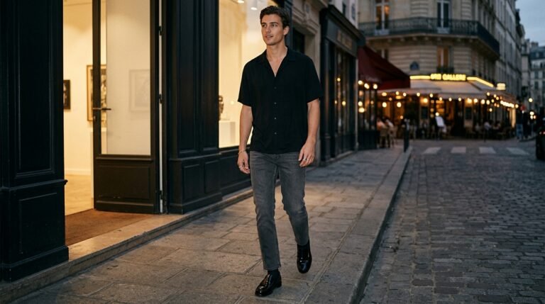 Black smart loafers outfit