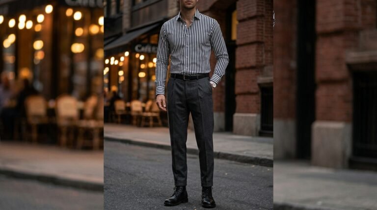 Black Striped Shirt Outfit Men