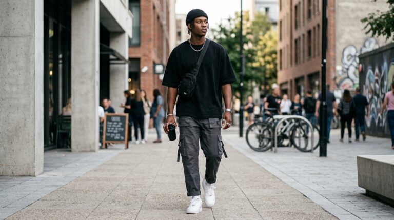 Monochrome streetwear outfit