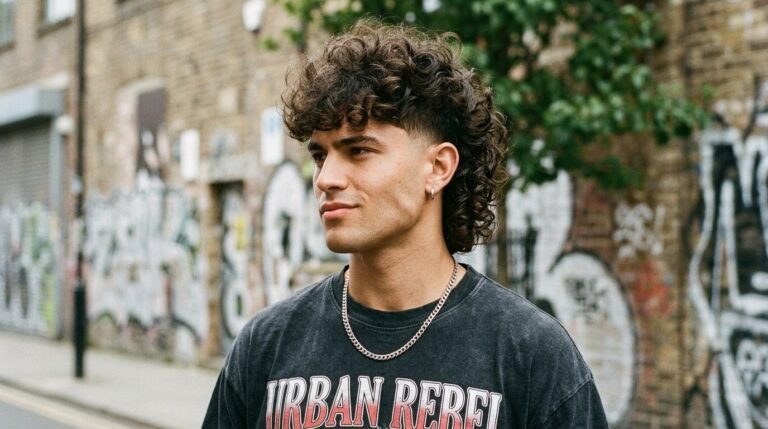Curly fluffy mullet