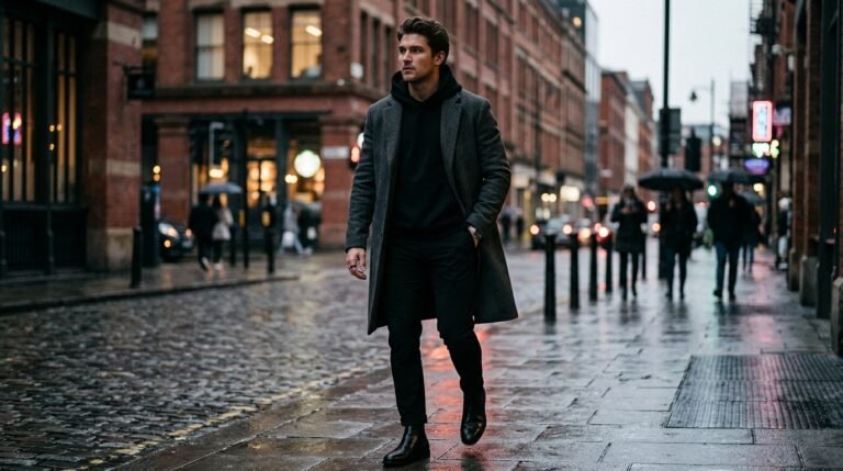 Dark layered winter fit