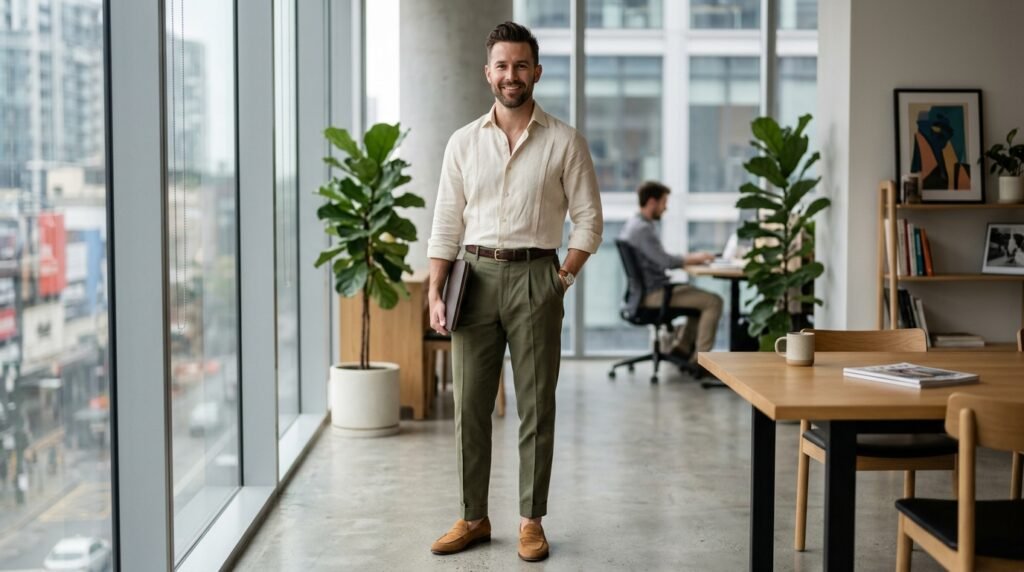 Cream Linen Office Look