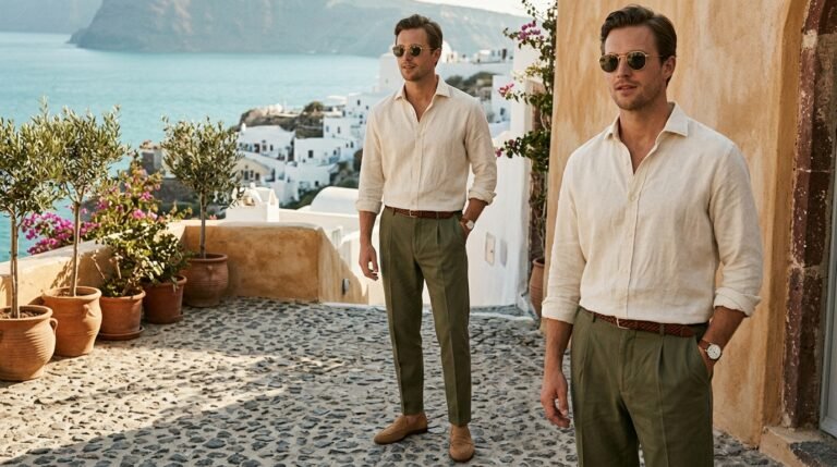 Cream linen loafers look