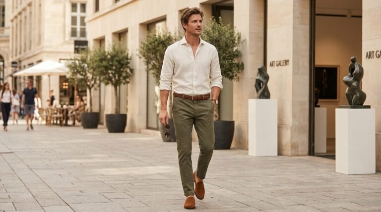 Relaxed Olive Linen Look