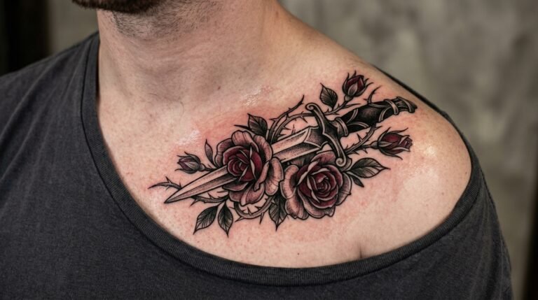 Rose and Blade Collar Ink
