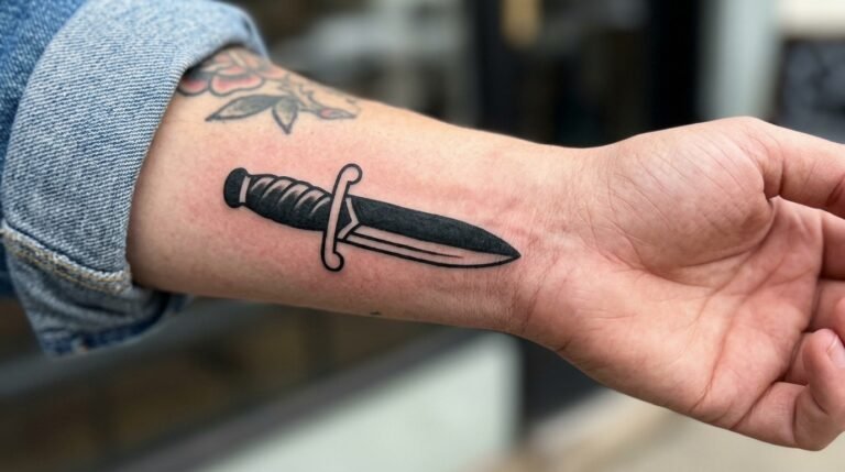 Classic Dagger Wrist Tattoo