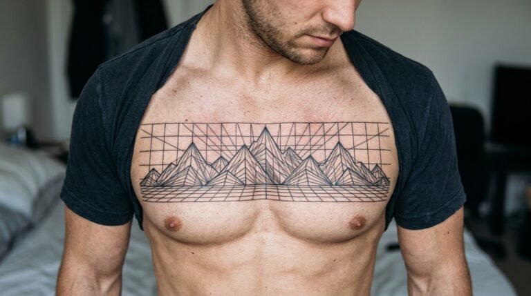 Geometric mountain chest