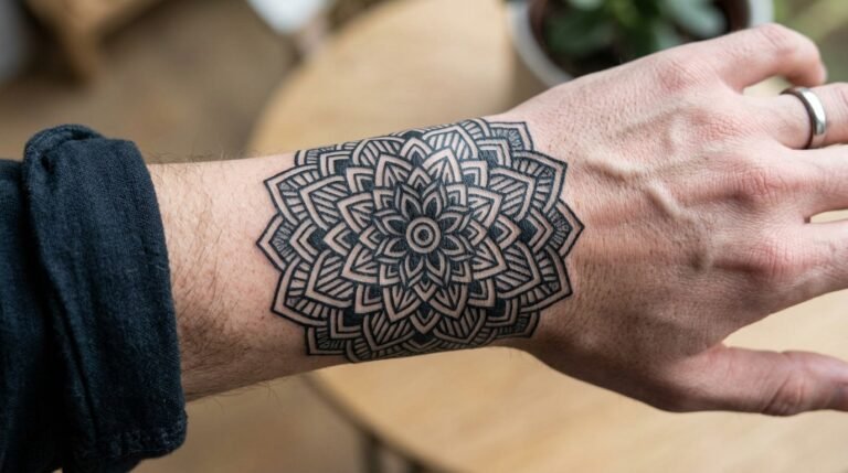 Mandala wrist geometric tattoo
