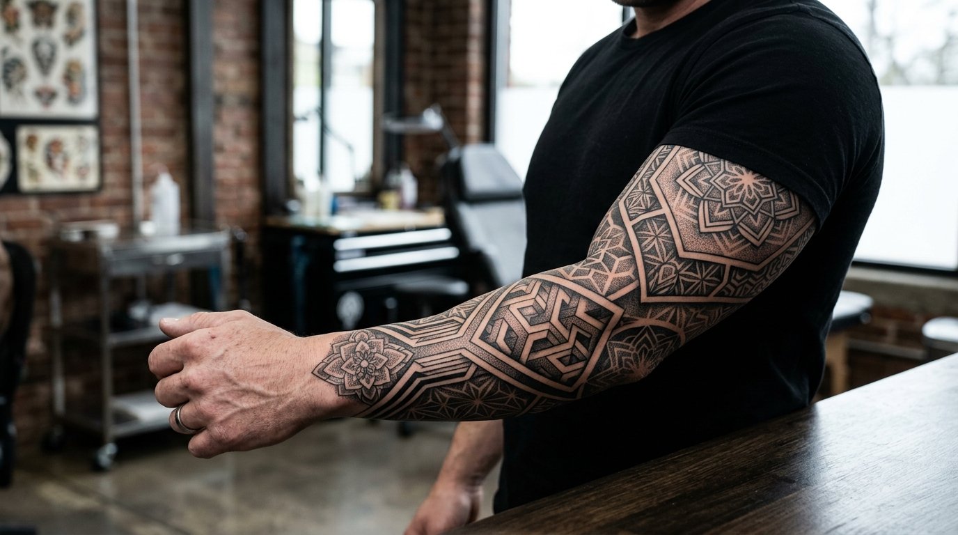 Men Geometric Tattoo Arm