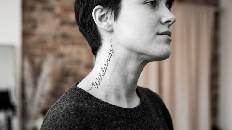 Neck Script Tattoo