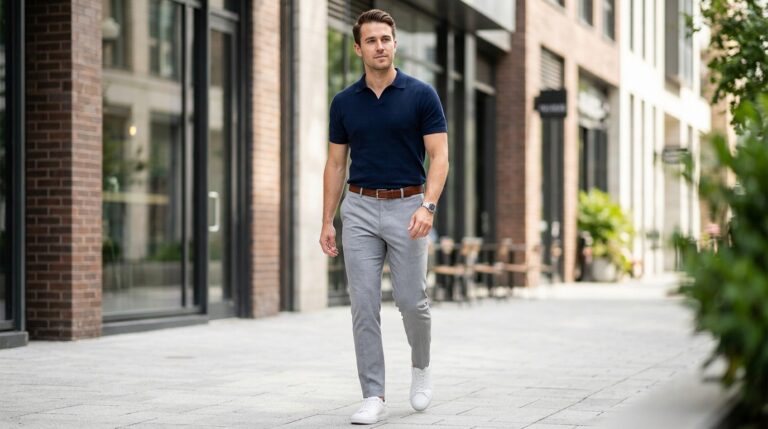 Smart casual navy and grey look