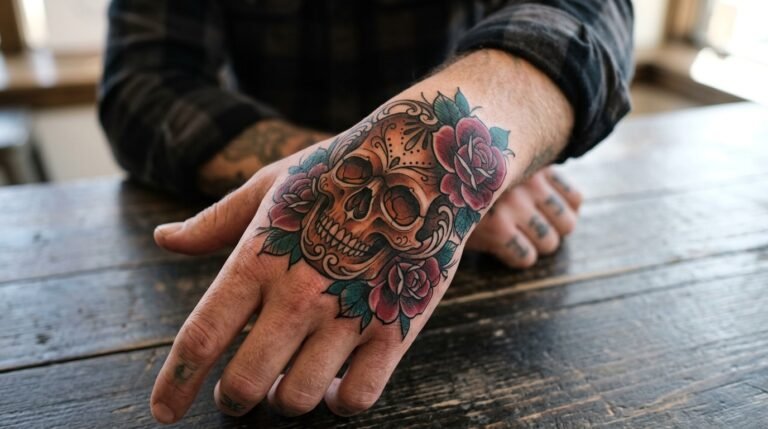 Neo Skull Hand Tattoo