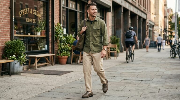 Utility-inspired loafers outfit