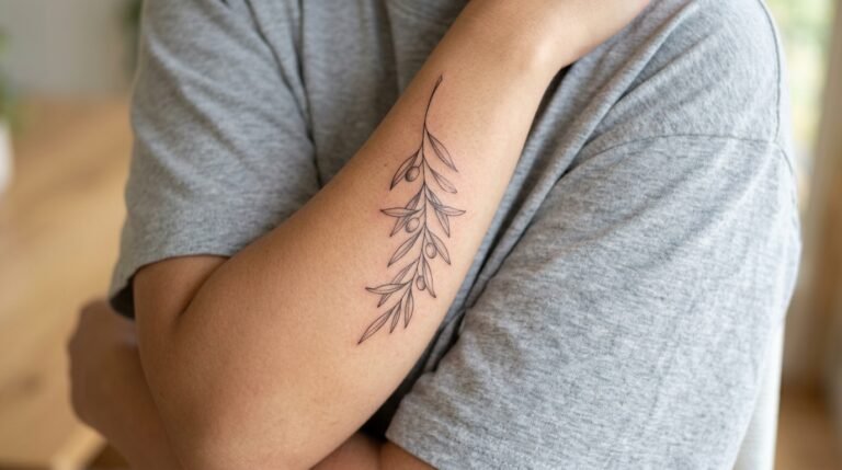 Minimal Olive Branch Tattoo