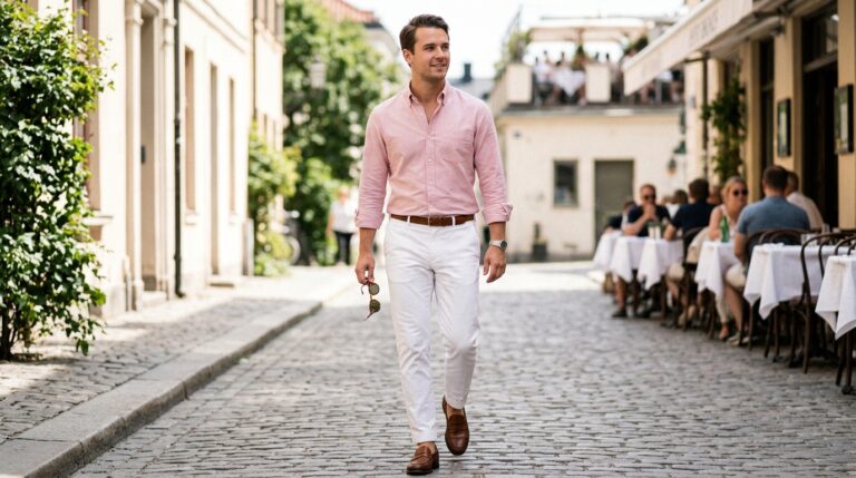 Soft color smart casual outfit