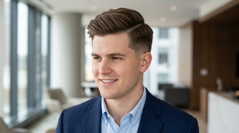 Side-part fluffy fade