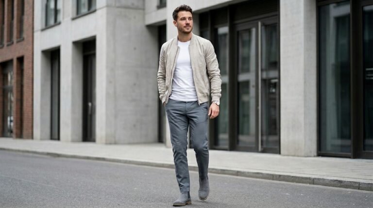 Layered cool-tone outfit