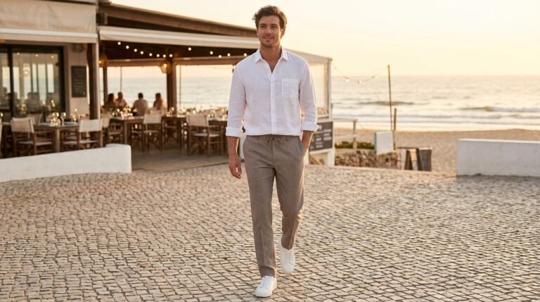 White Linen Button Up Outfit