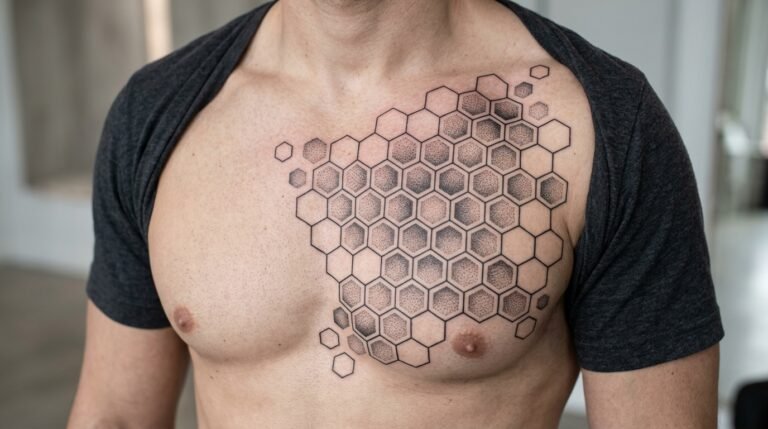 Geometric Hexagon Grid Tattoo