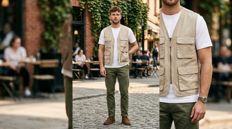 Utility Vest and Olive Chinos