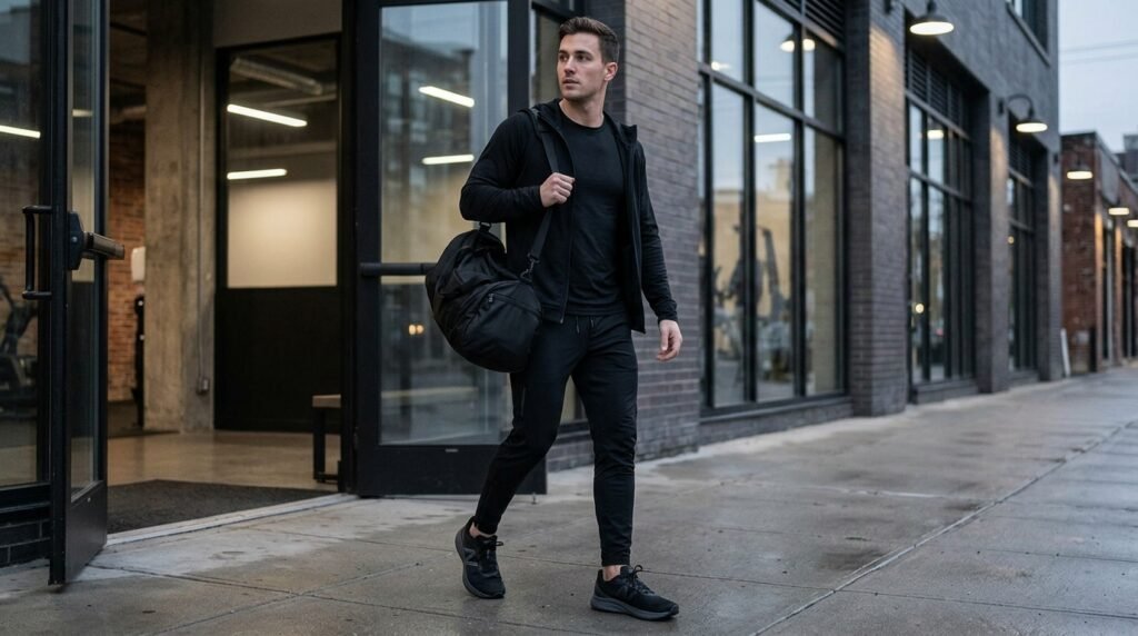 all black gym outfit men