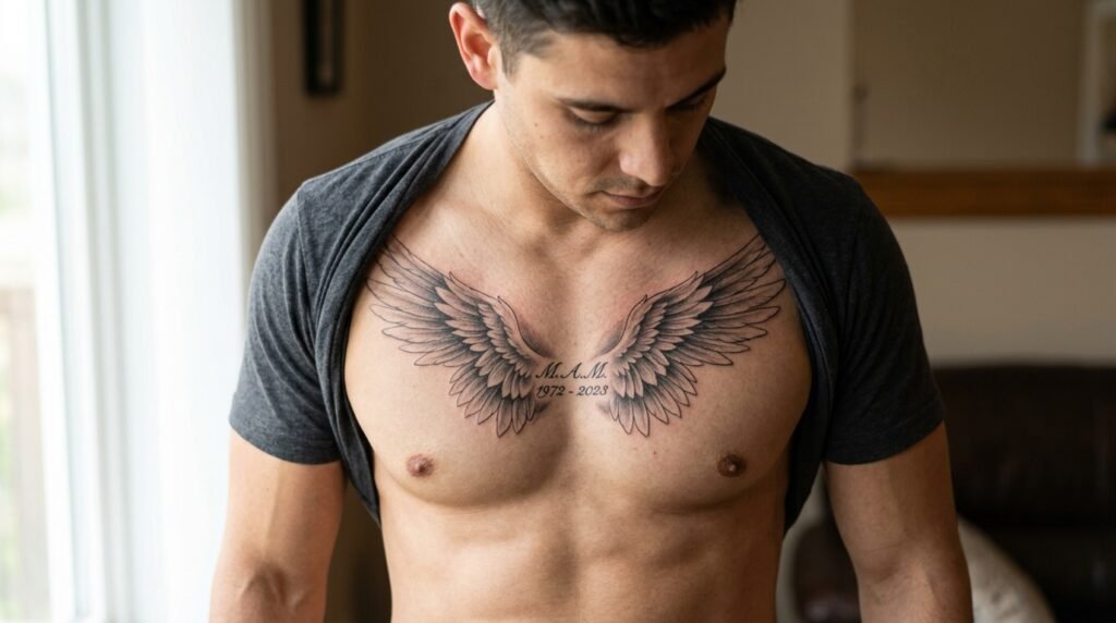 Angel Wings Chest Tattoo