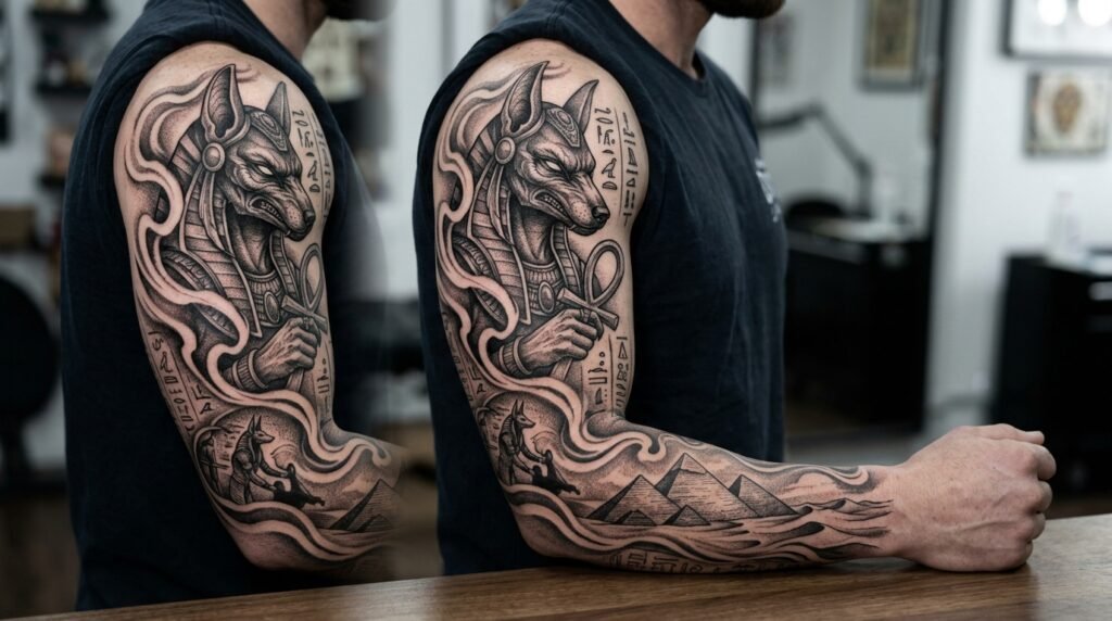 Anubis Sleeve Tattoo