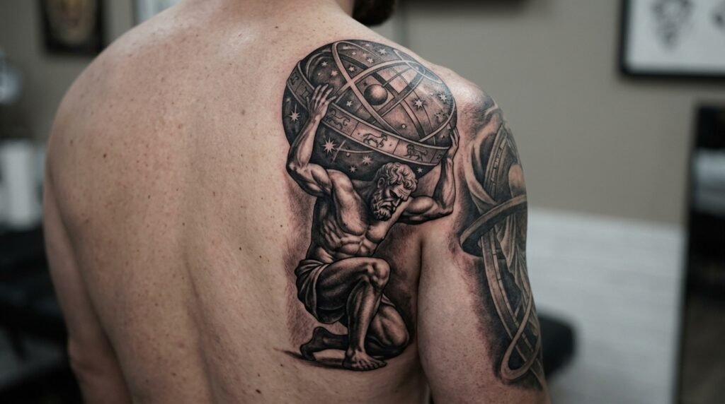 Atlas Shoulder Tattoo