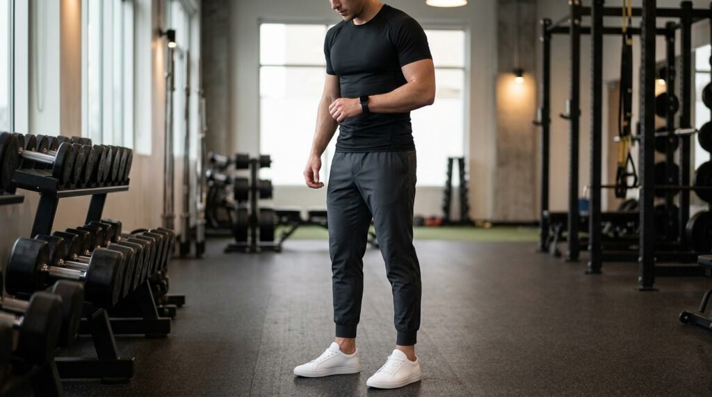 black performance gym outfit