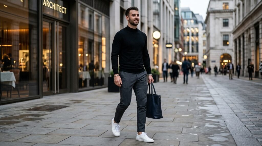minimal monochrome athleisure outfit