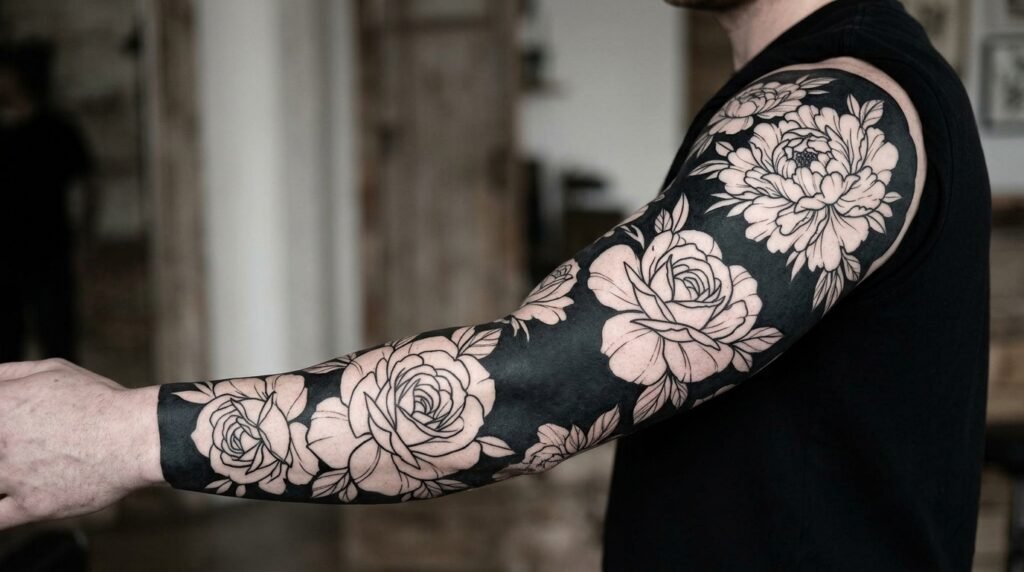 negative space floral sleeve