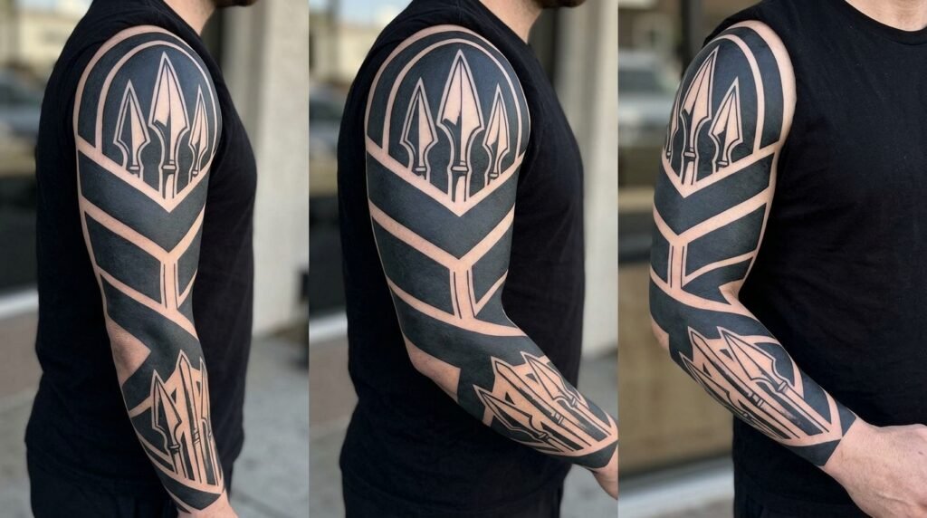 blackwork tribal arm sleeve